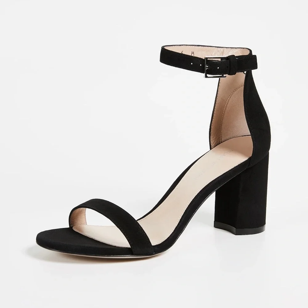 Stuart Weitzman Less Nudist 75mm Sandals Black Suede